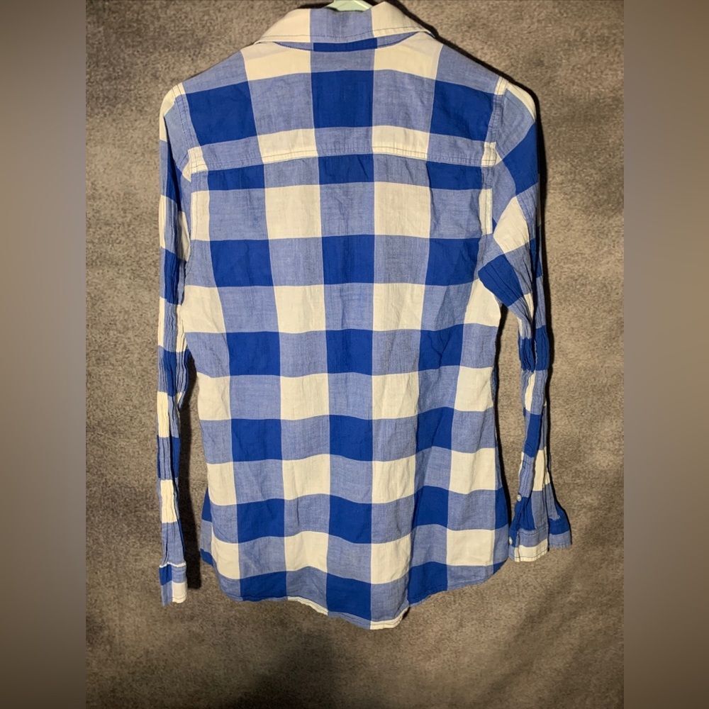 Abercrombie & Fitch Womens Plaid Button Down Shirt Size M Blue Long Sleeve - Picture 7 of 7